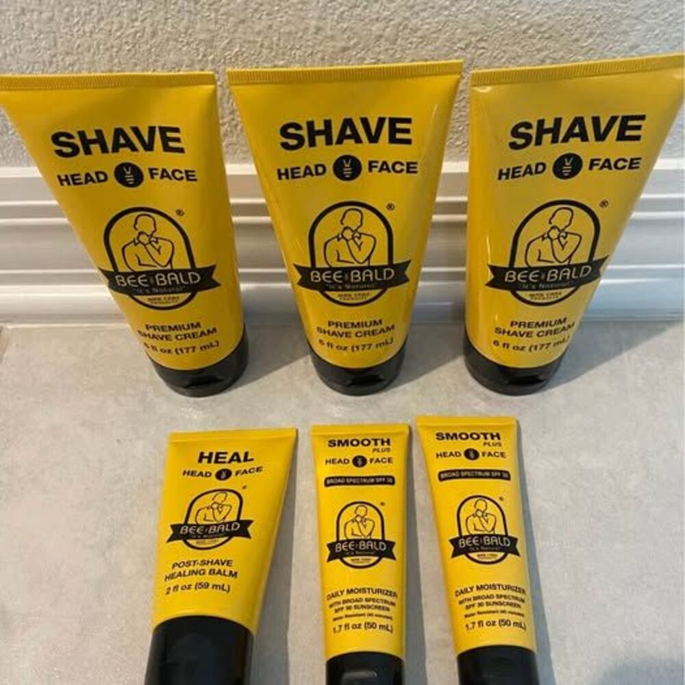 6 brand new shave head face bee bald shave cream, post shave